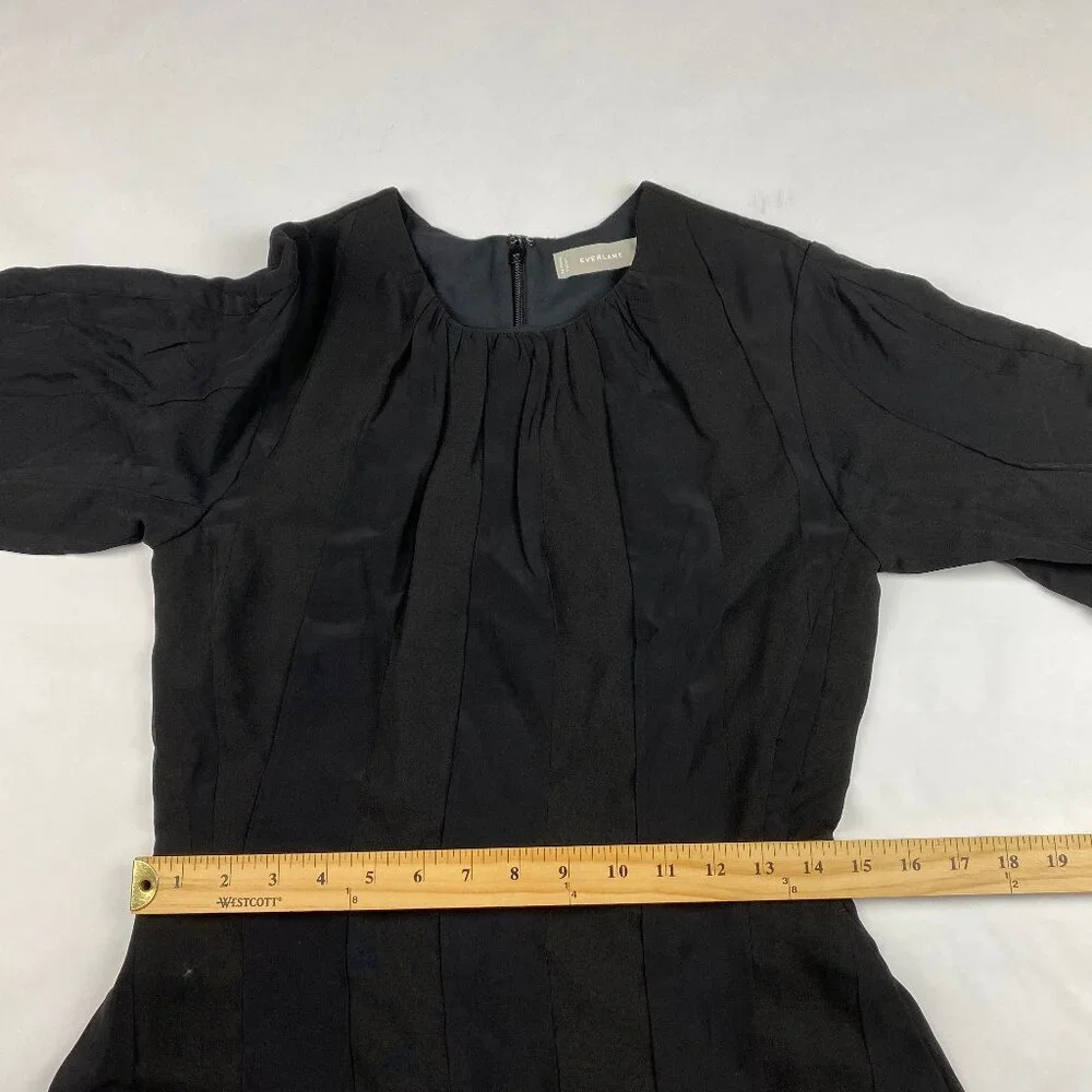 NWT Everlane The City Stripe Ruched Dress Midi Black Size 2